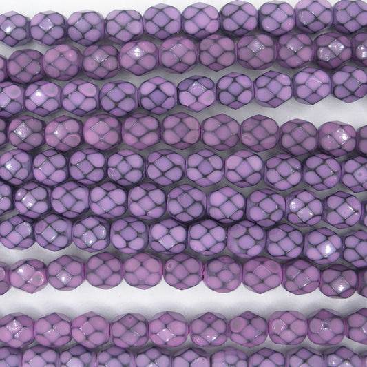 25 x 6mm snake skin beads in Lilac