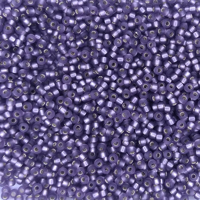 0024F - 10g Size 11/0 Miyuki seed beads in Matt Silver lined Amethyst