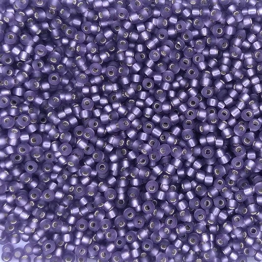 0024F - 10g Size 11/0 Miyuki seed beads in Matt Silver lined Amethyst