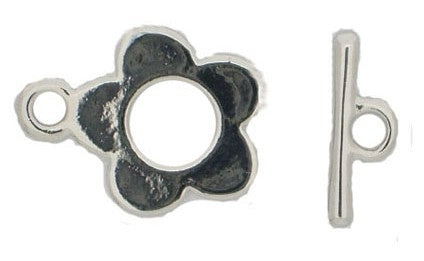 Claspgarten Silver Flower Toggle clasp with 1 row 12862 - 15mm