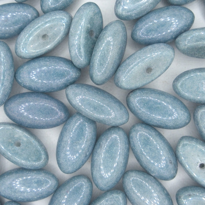 Cab99 - 4 x oval cabochons in Alabaster/Blue Lustre (Modern) 9x16mm