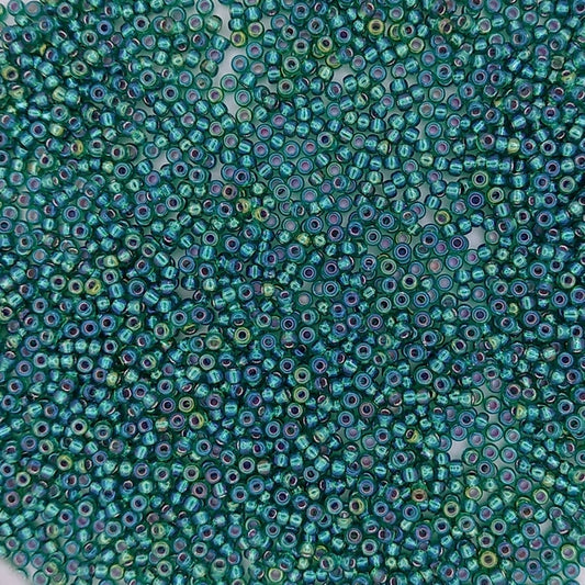 1017 - 10g Size 11/0 Miyuki seed beads in Silver lined Emerald AB