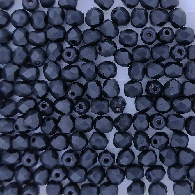 50 x 4mm faceted beads in Matt Black