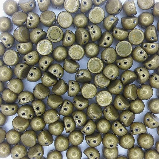 10 x CzechMate cabochons in Saturated Metallic Spicy Mustard