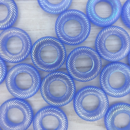 Large 18mm ring in Blue with laser etched lines