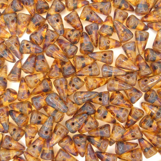 10 x small spikes in Crystal Dark Travertin (5x8mm)