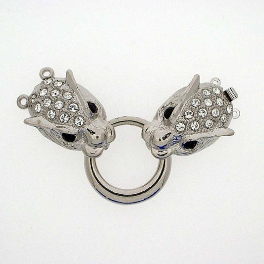 Claspgarten Silver Leopard clasp with 2 rows 14157 - 55x22mm