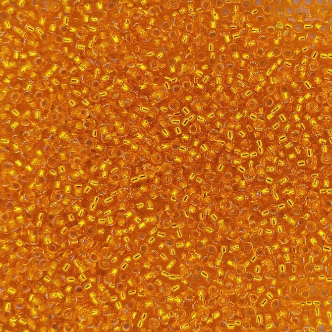 0007 - 5g Size 15/0 Miyuki seed beads in Silver lined Light Orange