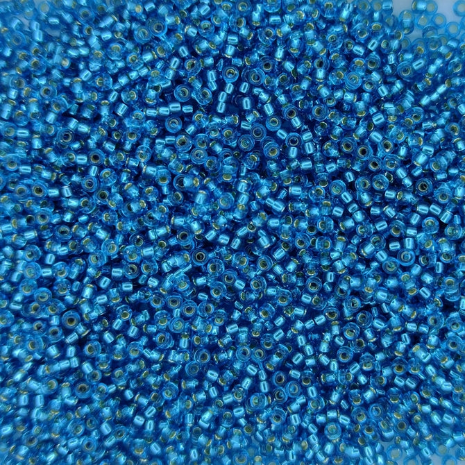 0025 - 5g Size 15/0 Miyuki seed beads in Silver lined Capri Blue