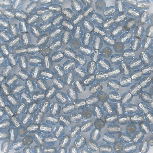 50 x 3mm faceted beads in Silver lined Light Sapphire