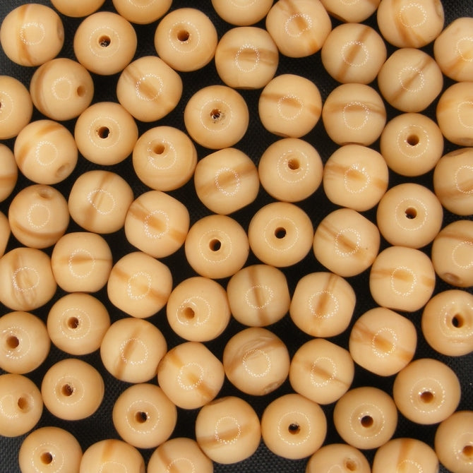 15 x 6mm round beads in Light Caramel (1980s)