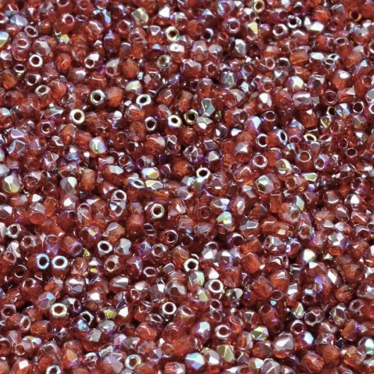 50 x True 2mm faceted beads in Siam Ruby Rainbow