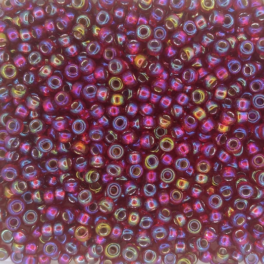 0011R - 10g Size 8/0 Miyuki seed beads in Silver lined Ruby AB