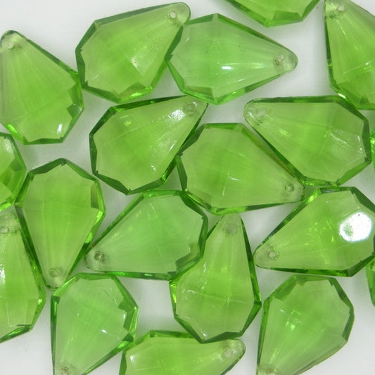 Pair of 14x20mm faceted drops in Green (1970s)