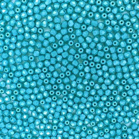 50 x 3mm faceted beads in Pastel Aqua