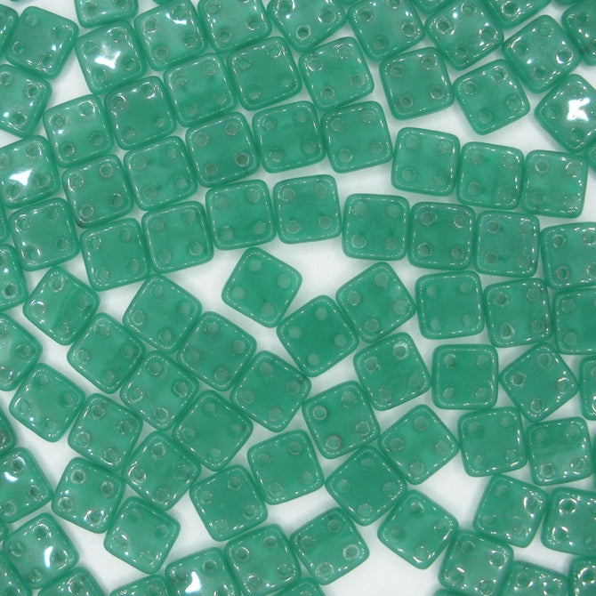 50 x CzechMate QuadraTiles in Alabaster Malachite Green