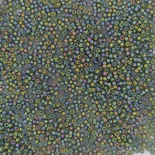0361 - 10g Size 11/0 Miyuki seed beads in Chartreuse lined Olive AB