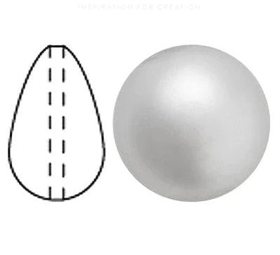 Nacre pearl pear drop in Light Grey (15x8mm)