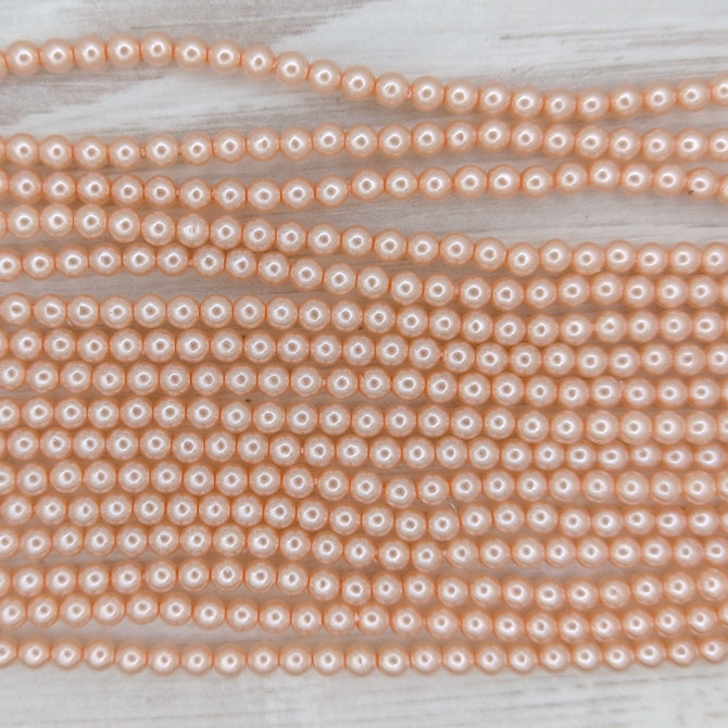 150 x 3mm round pearls in Peach Chiffon