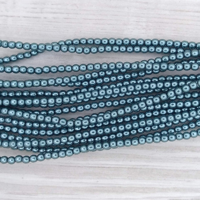 150 x 2mm round pearls in Cerulean