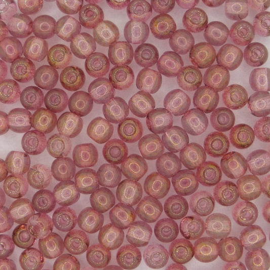 50 x 4mm round beads in Light Topaz/Pink Lustre