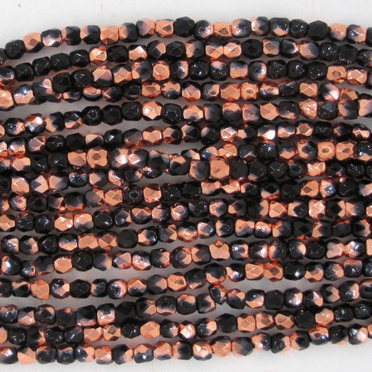 50 x True 2mm faceted beads in Black/Capri Gold