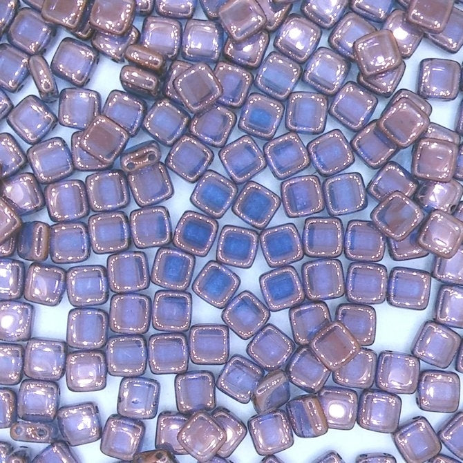 25 x 6mm Czech tiles in Crystal/Lila Vega Lustre