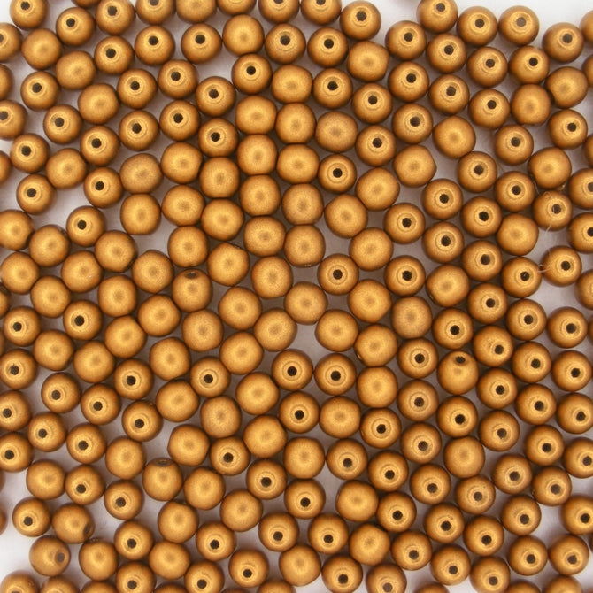 50 x 4mm round beads in Metallic Brass