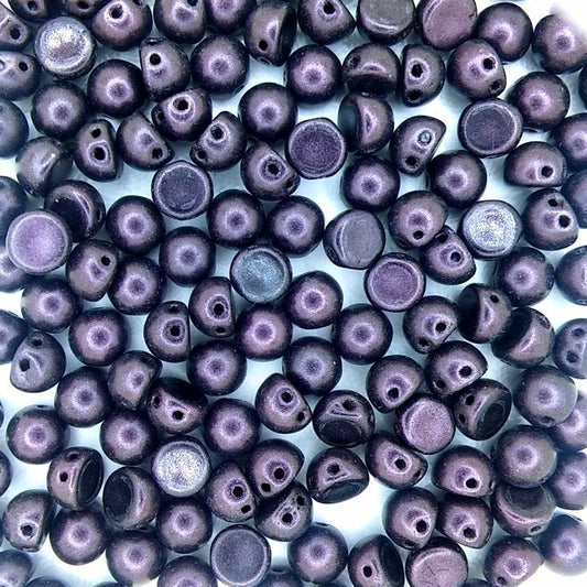 10 x CzechMate cabochons in Metallic Suede Dark Plum