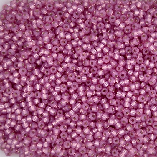 0645 - 50g Size 11/0 Miyuki seed beads in Silver lined Alabaster Dark Rose