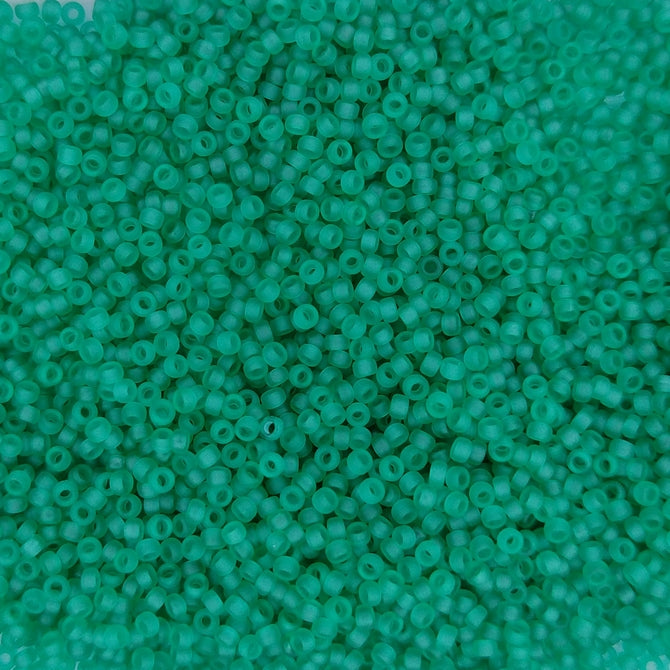 0147F - 25g Size 15/0 Miyuki seed beads in Matt Transparent Emerald