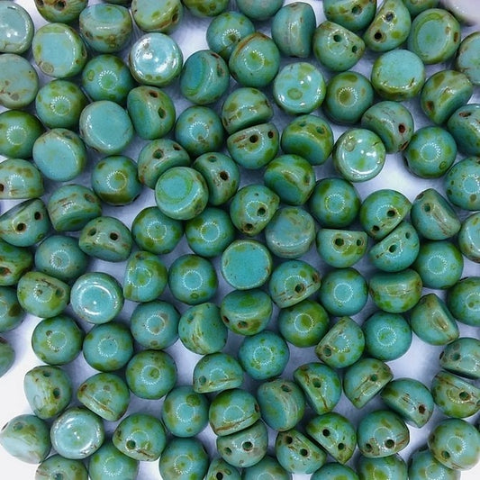 10 x CzechMate cabochons in Turquoise Picasso