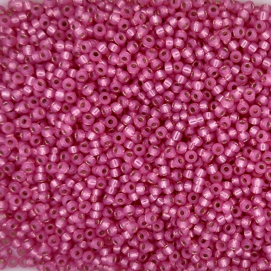 0556 - 10g Size 11/0 Miyuki seed beads in Silver lined Dyed Rose Pink