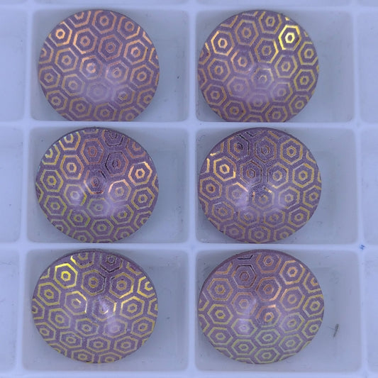 14mm rivoli in Light Amethyst with laser etched Small Hexagons (Aurora)