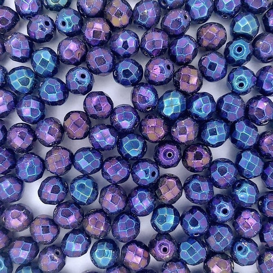 25 x 8mm faceted beads in Black Iris Rainbow