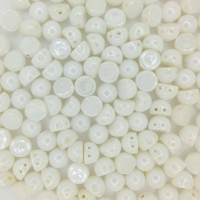 10 x CzechMate cabochons in Opaque White Lustre