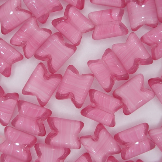 2 x Hand made rose butterfly shaped beads (1960-70) 13x10mm