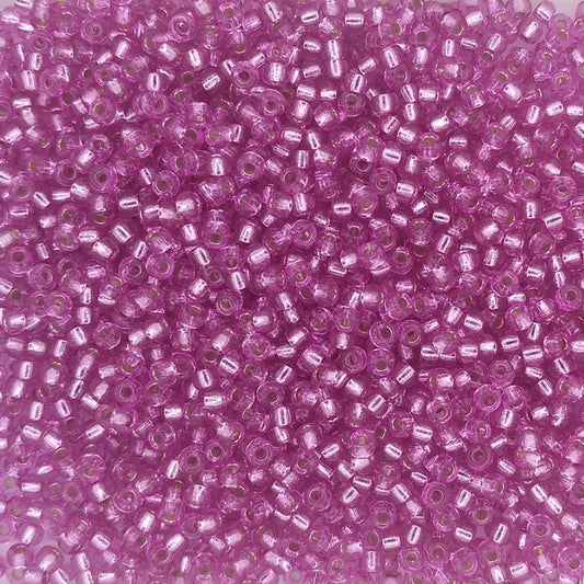 4267 - 10g Size 11/0 Miyuki seed beads in Duracoat Silver lined Pink Parfait
