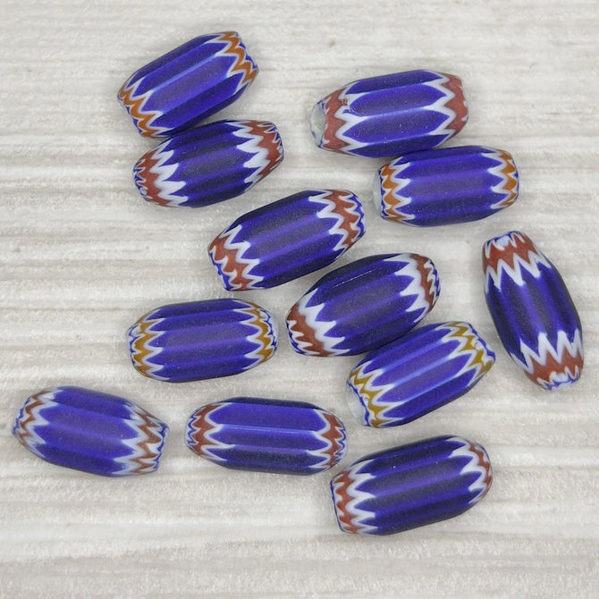 6mm Venetian chevron bead in Red- White and Blue with 6 layers (1940s)