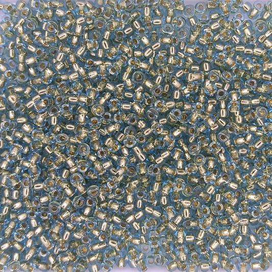 0953 - 5g Size 11/0 Miyuki seed beads in 24kt Gold lined Light Aqua