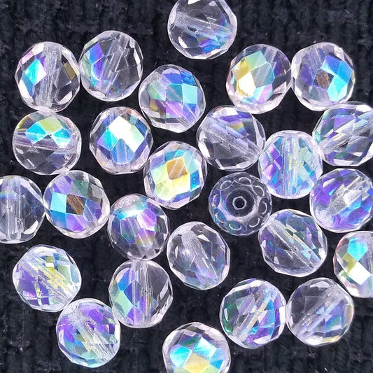 25 x 8mm faceted beads in Crystal AB