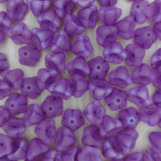 15 x Bell Flower in Matt Pink Lilac Full AB (8x6mm)