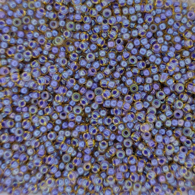 0348 - 50g Size 11/0 Miyuki seed beads in Purple lined Light Topaz Lustre