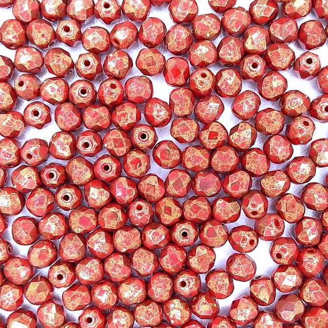 50 x 6mm faceted beads in Coral/Terracota