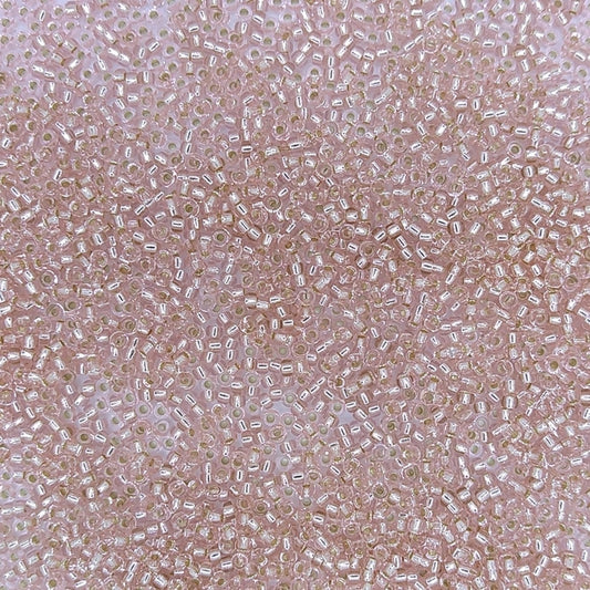 0023 - 10g Size 11/0 Miyuki seed beads in Silver lined Light Blush