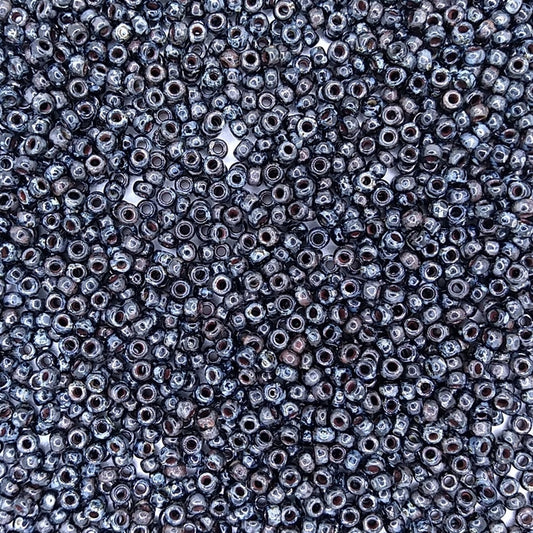 4511 - 10g Size 8/0 Miyuki seed beads in Opaque Smoky Black Picasso