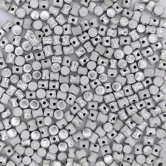 50 x diabolo beads in Etched Labrador Silver