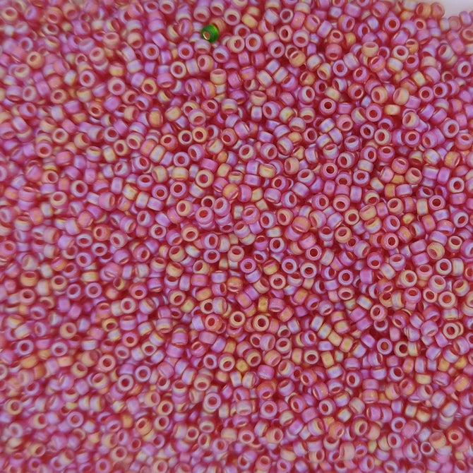 0141FR - 5g Size 15/0 Miyuki seed beads in Matt Transparent Ruby AB