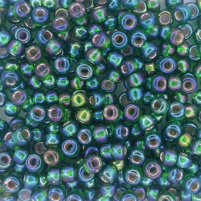 1016 - 10g Size 6/0 Miyuki seed beads in Silver lined Green AB