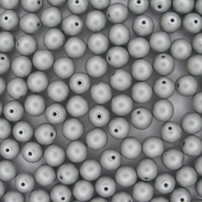 25 x 6mm round beads in Metallic Silver